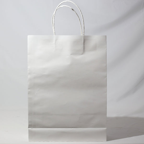 Custom or Plain Paper Shopping Bags - Kraft White