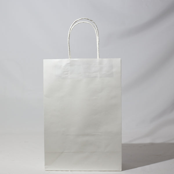 Custom or Plain Paper Shopping Bags - Kraft White