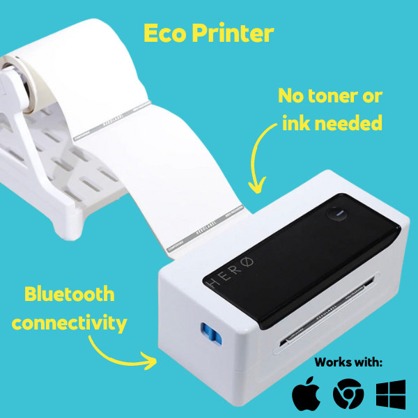 HERO Shipping Label Thermal Printer HZD950-PRO  (Black and White) - USB and Bluetooth Direct Thermal 300DPI