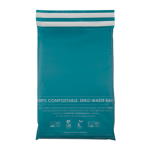 Teal Compostable Mailers Online | Hero Packaging USA