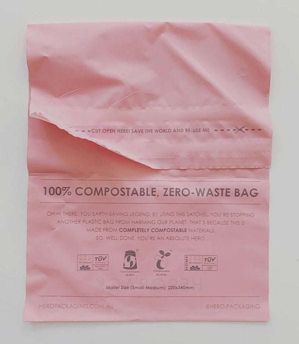 Printed Corn Starch Pink Biodegradable Trash Bag